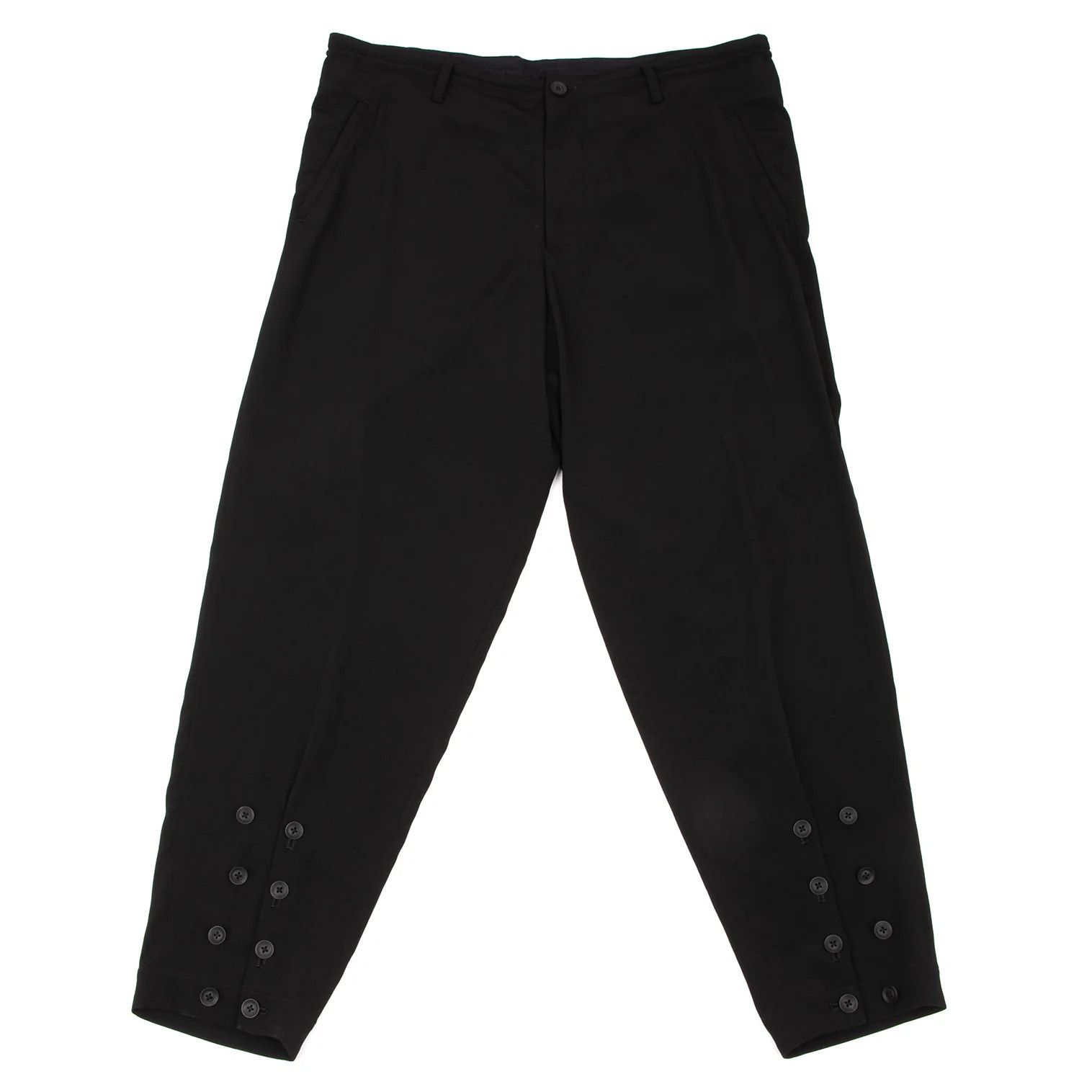 Yohji Yamamoto Yohji Yamamoto Crepe Dressed Button Pants Black Size US 32 / EU 48 - 1 Thumbnail