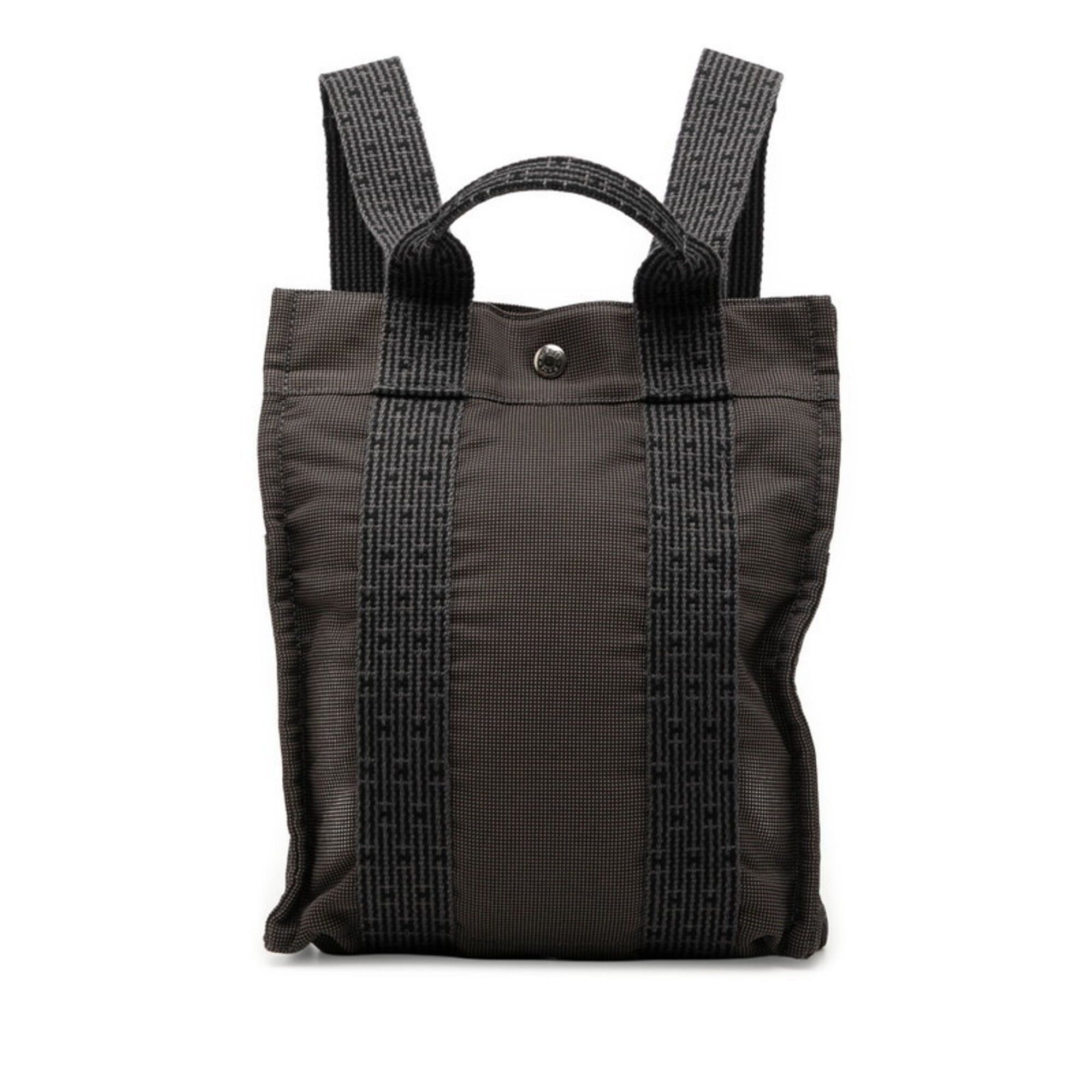Hermes Hermes Herline Ad PM Backpack, Black/Gray Canvas, Women's. Size ONE SIZE - 1 Thumbnail