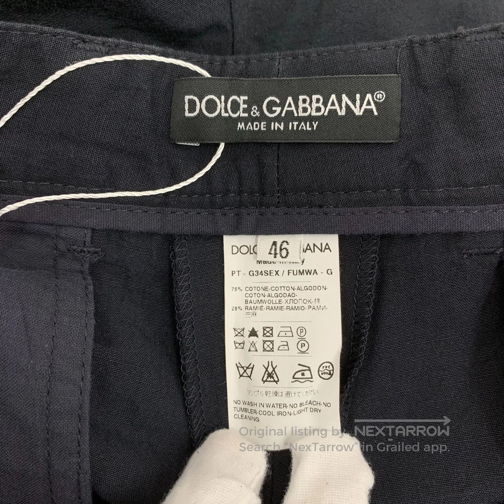 Dolce & Gabbana Dolce Gabbana Blue Cotton Linen Casual Pants| Size US 30 / EU 46 - 6 Thumbnail