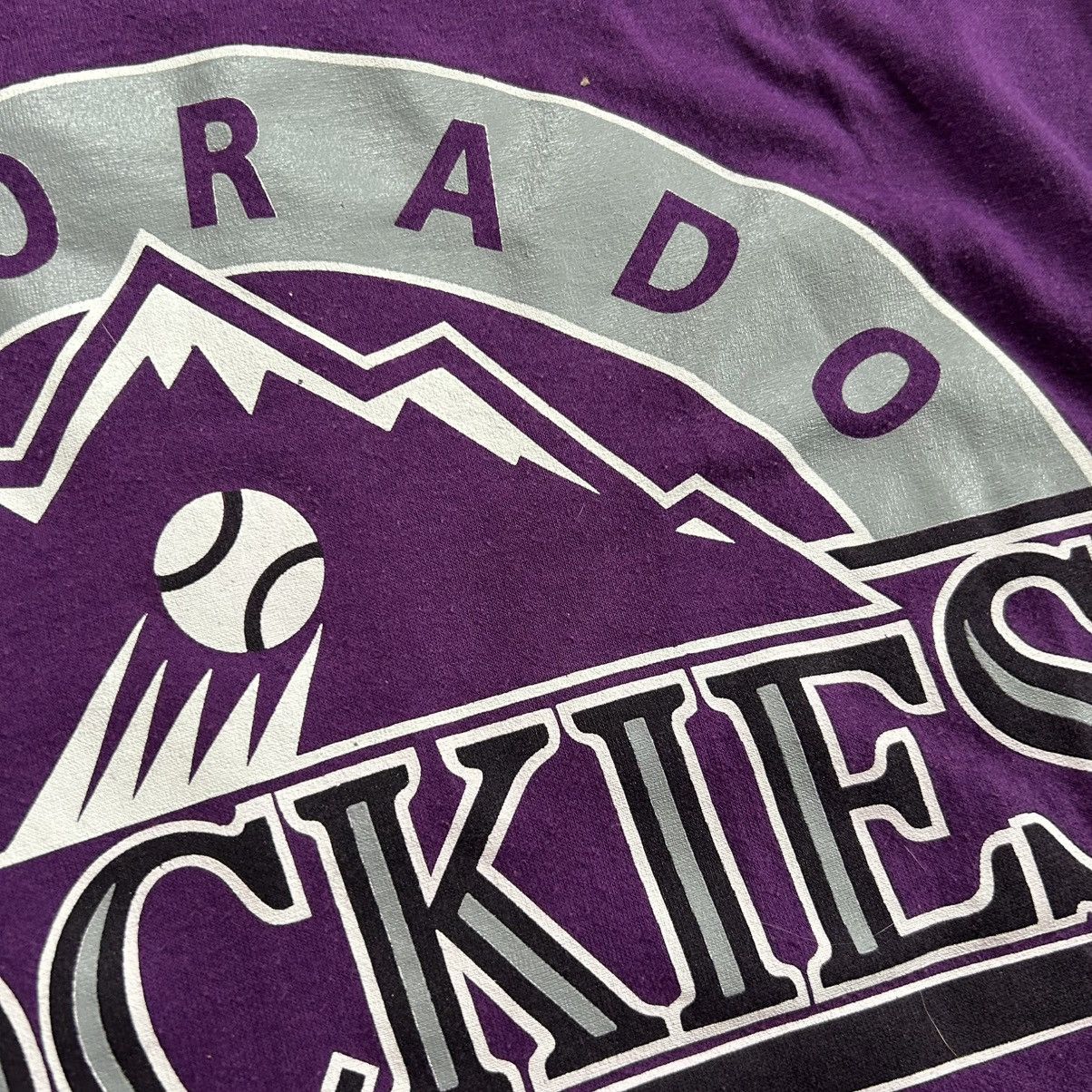 Logo 7 90s COLORADO ROCKiES HiGH NECK SiNGLE STiTCH MLB TEE PURPLE Size US XL / EU 56 / 4 - 4 Thumbnail