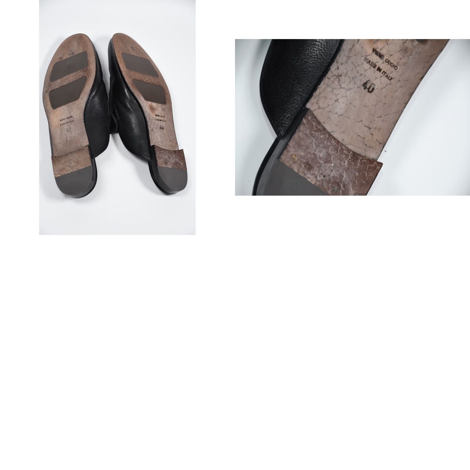Vintage Laura Bellariva Mules Slipper Leather Black size 40 / US 9 Leather Flat Women Platinum? Size US 7 / IT 37 - 8 Thumbnail