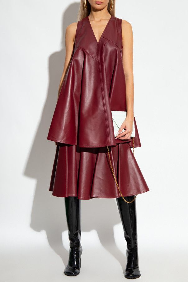 Bottega Veneta o1n1vont0925 Leather A-Line Skirt in Burgundy Size 27" / US 4 / IT 40 - 2 Thumbnail