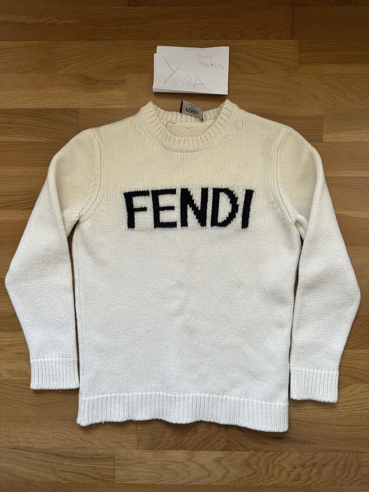Fendi Fendi Logo Knit Sweater White Size US M / EU 48-50 / 2 - 1 Thumbnail