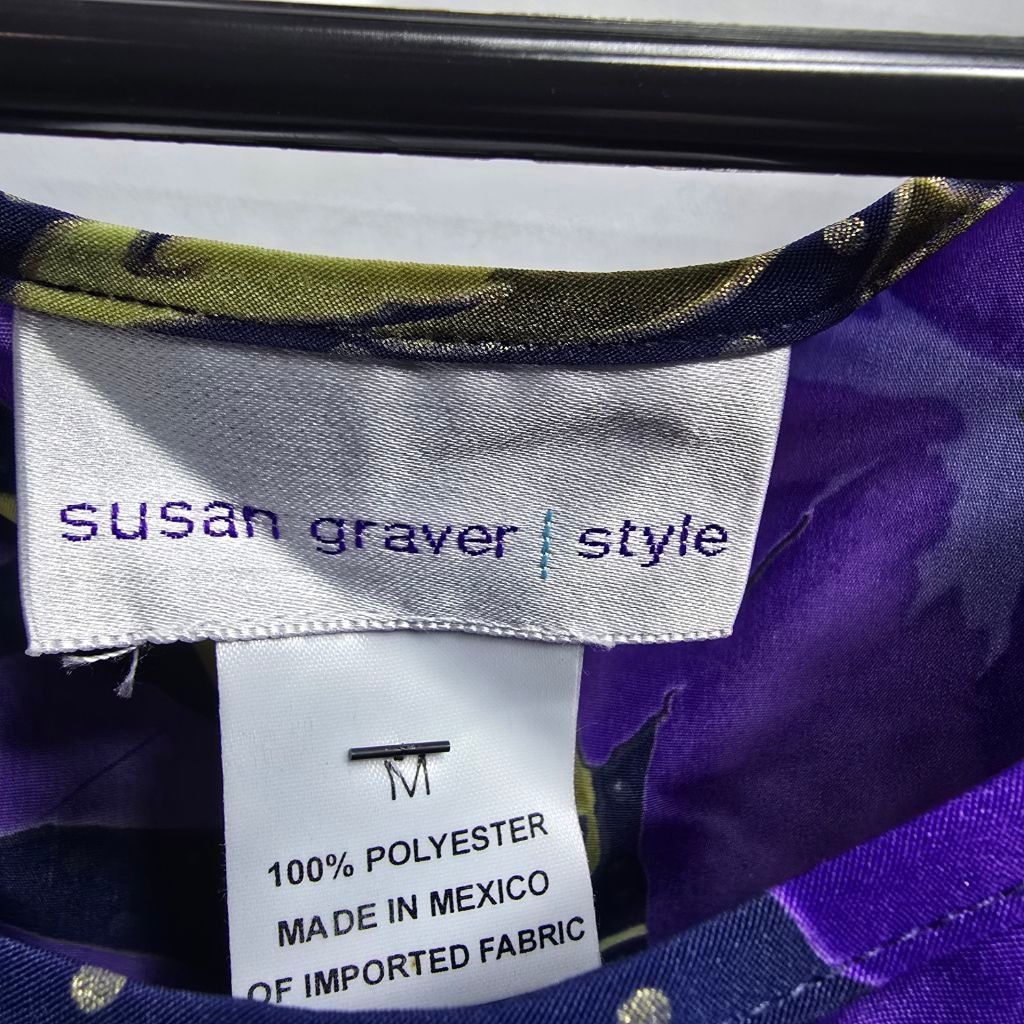 The Unbranded Brand Women's Susan Graver Tank Top M Purple Green Floral Size M / US 6-8 / IT 42-44 - 4 Thumbnail