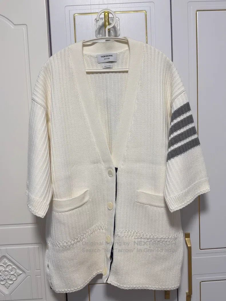 Thom Browne Thom Browne White Knit Cardigan Size US XS / EU 42 / 0 - 1 Thumbnail