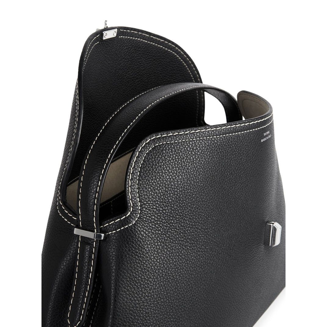 Toteme TOTEME T-Lock Black/Silver Leather Top Handle Bag New Size ONE SIZE - 3 Thumbnail