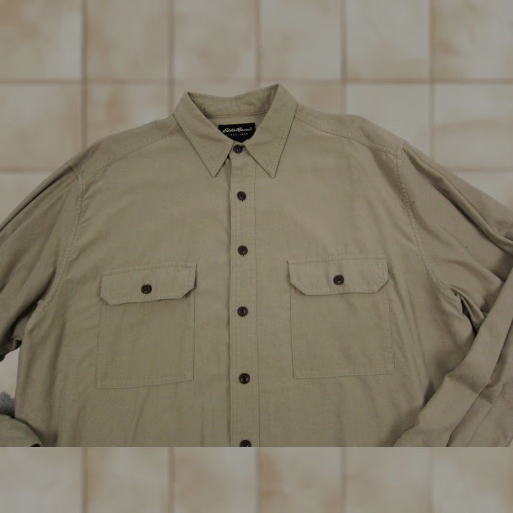 Eddie Bauer VINTAGE Eddie Bauer Shirt Mens LT Green Chamois Flannel 90s Shirt Big & Tall Mens Green 90s Eddie Bauer Shirt Size US L / EU 52-54 / 3 - 1 Thumbnail