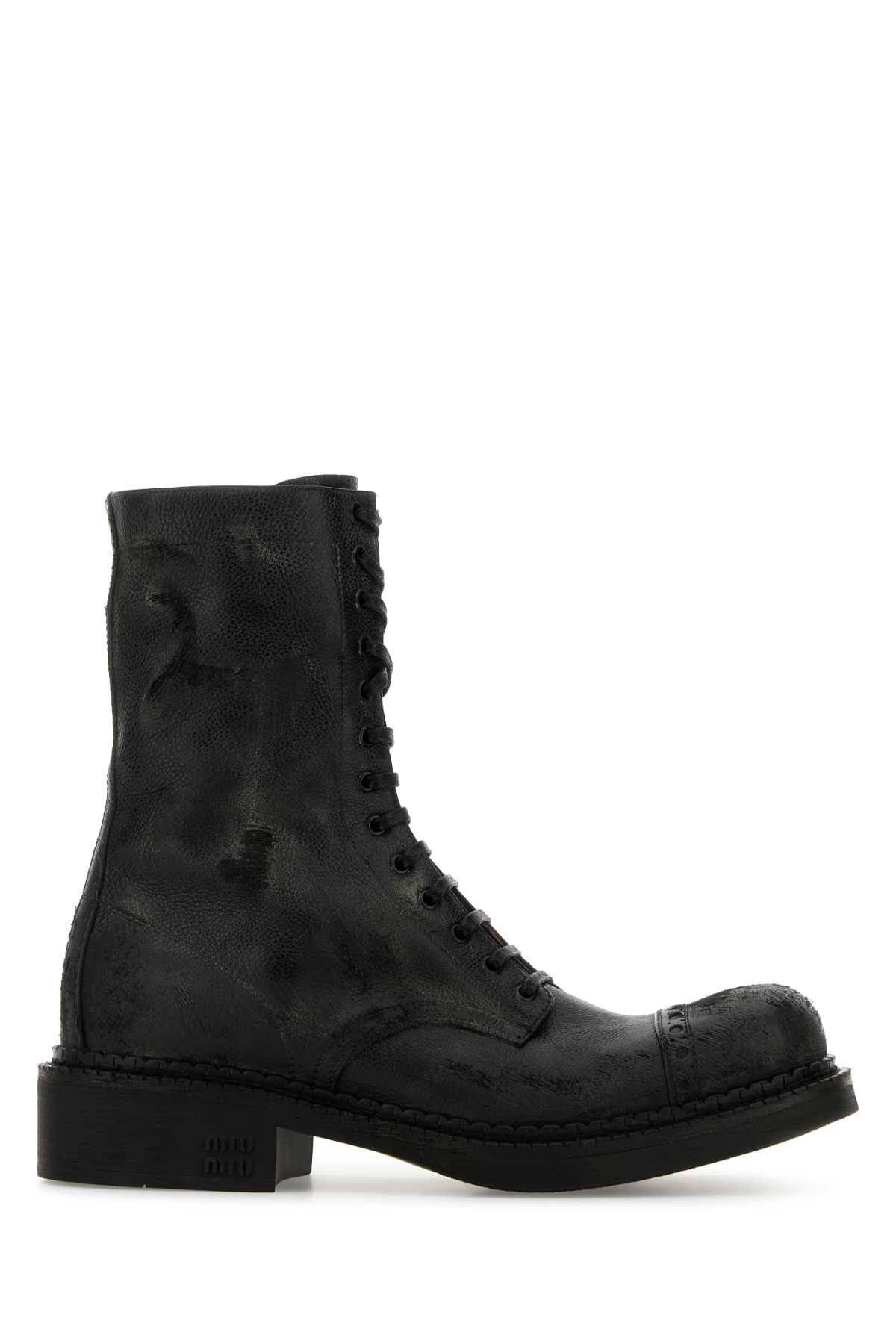 Miu Miu Black Leather Ankle Boots Size US 10 / IT 40 - 1 Thumbnail