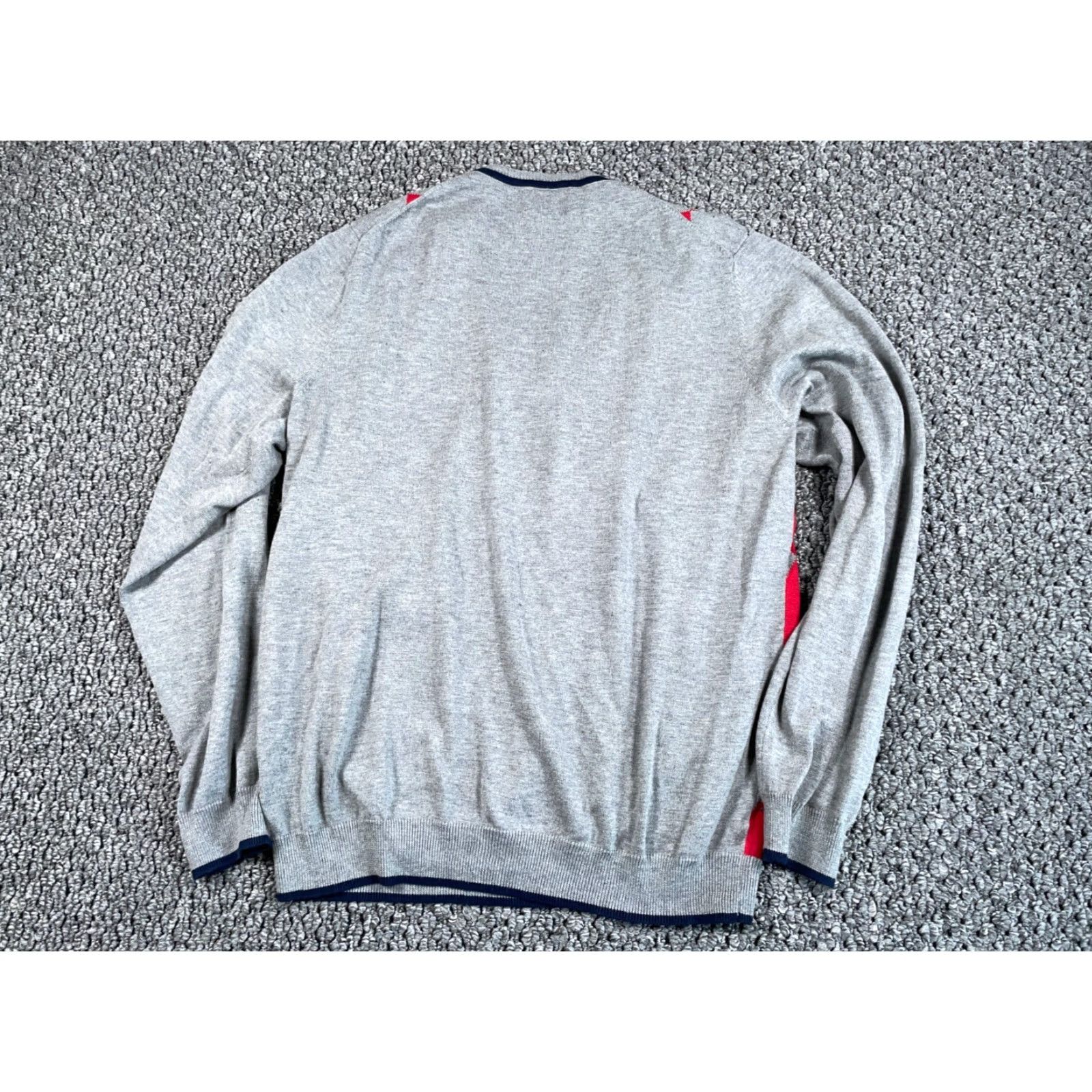 Brooks Brothers Brooks Brothers Sweater Argyle Diamond Pattern V-Neck Adult Large Gray Red Cotton Wool Pullover Knit Casual Classic Preppy Retro Mens Size US L / EU 52-54 / 3 - 2 Thumbnail