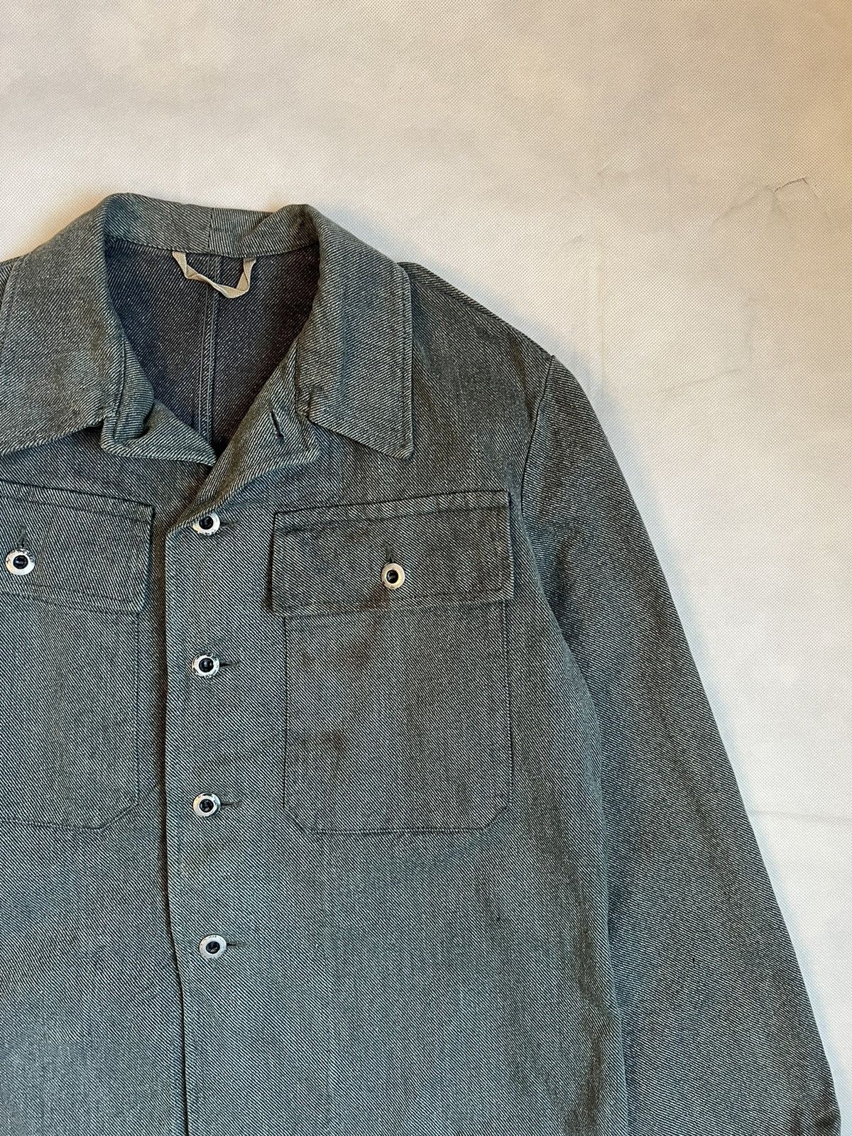 Vintage 50's Swedish Army Military Heavy Denim Work Jacket Size US L / EU 52-54 / 3 - 6 Thumbnail