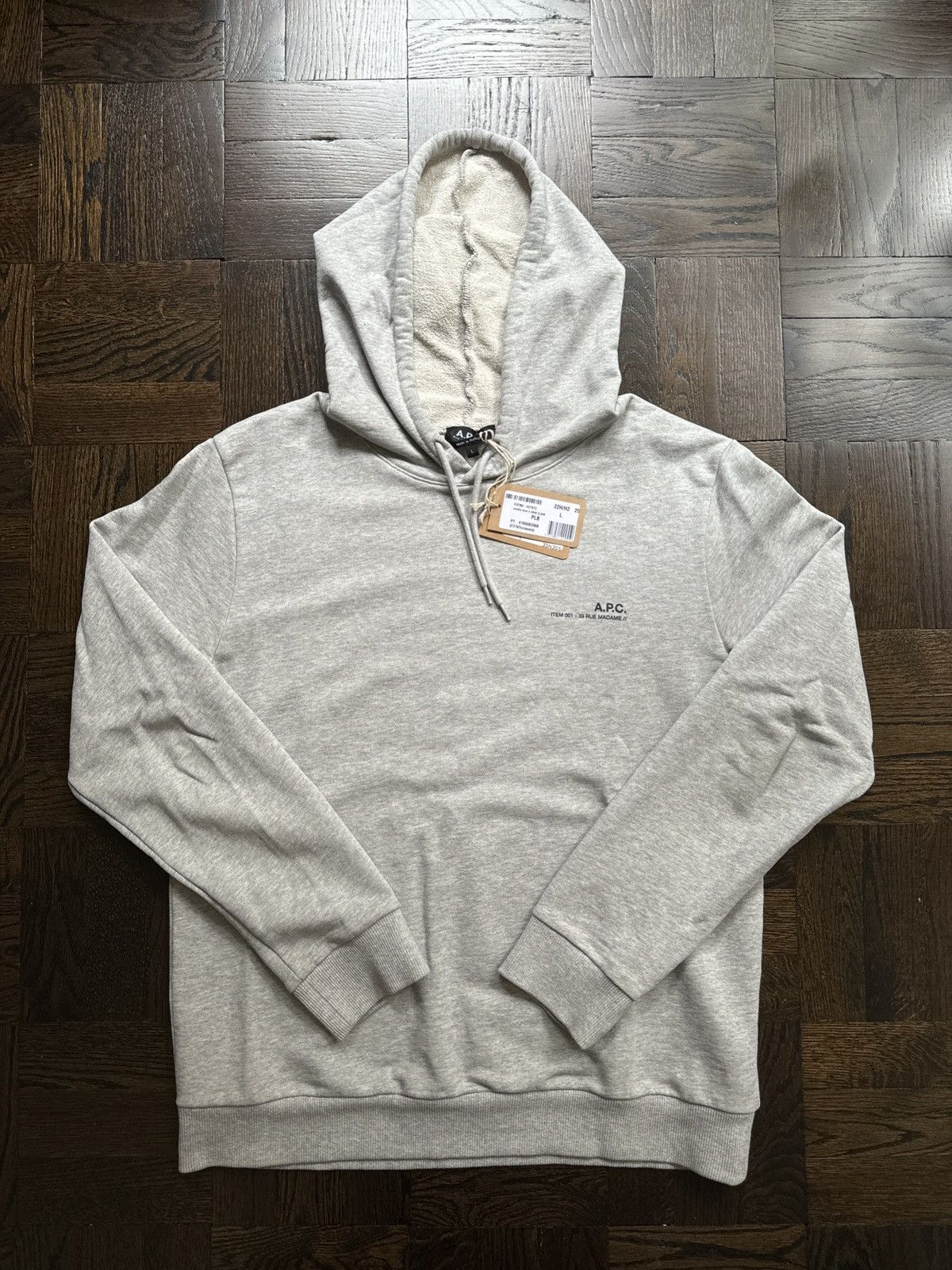 image of A P C Item Hoodie - Grey in Heather Grey, Men's (Size Large)