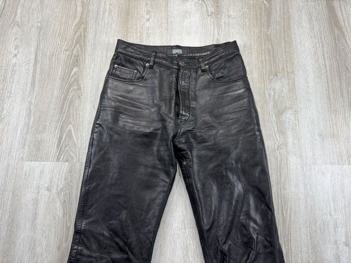 Leather × Vintage Womens biker motorcycle leather pants Bamboo Size 30 Size 24" / US 00 / IT 34 - 3 Thumbnail