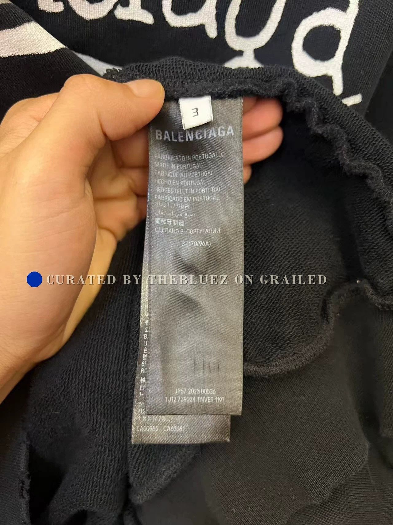Balenciaga Balenciaga Black Logo Print Hooded Sweatshirt Size US L / EU 52-54 / 3 - 4 Thumbnail