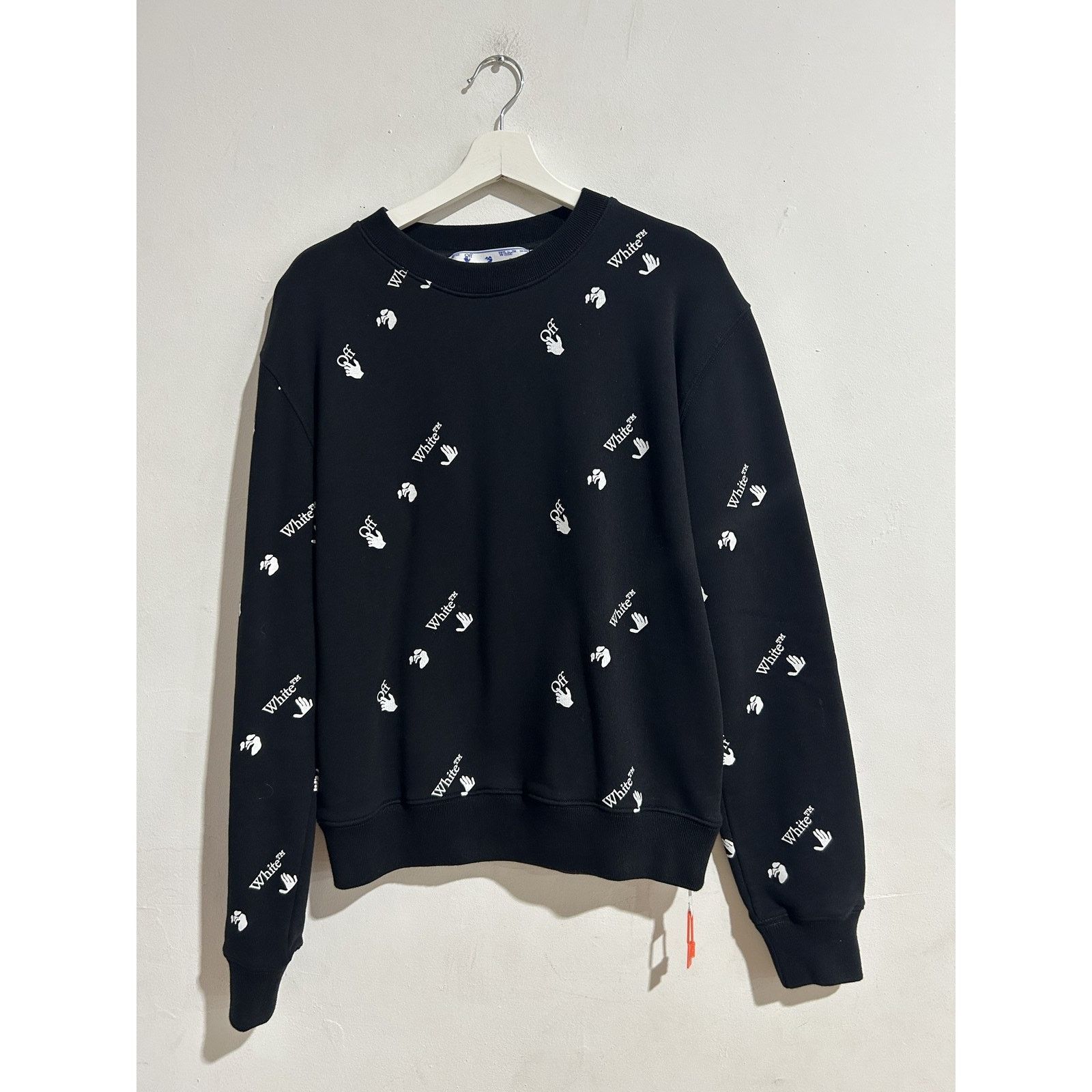 OFF-WHITE SLIM FIT ALL OVER LOGO SLIM CREWNECK SWEATSHIRT