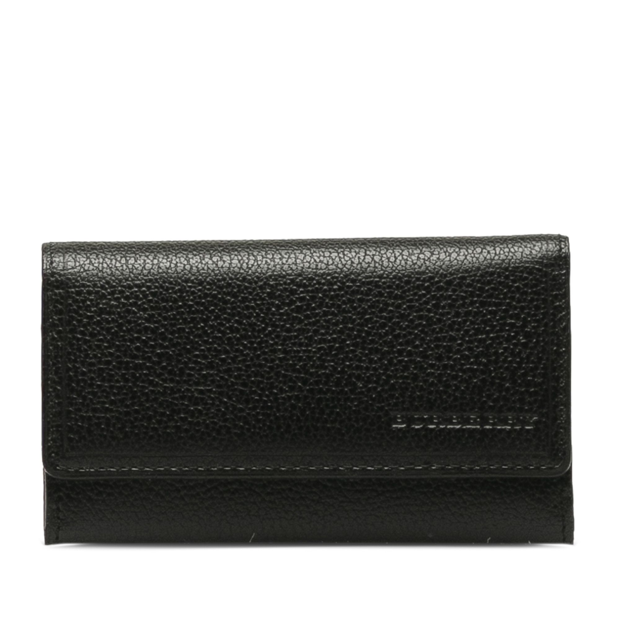 image of Burberry Leather Key Holder in Black, Women's