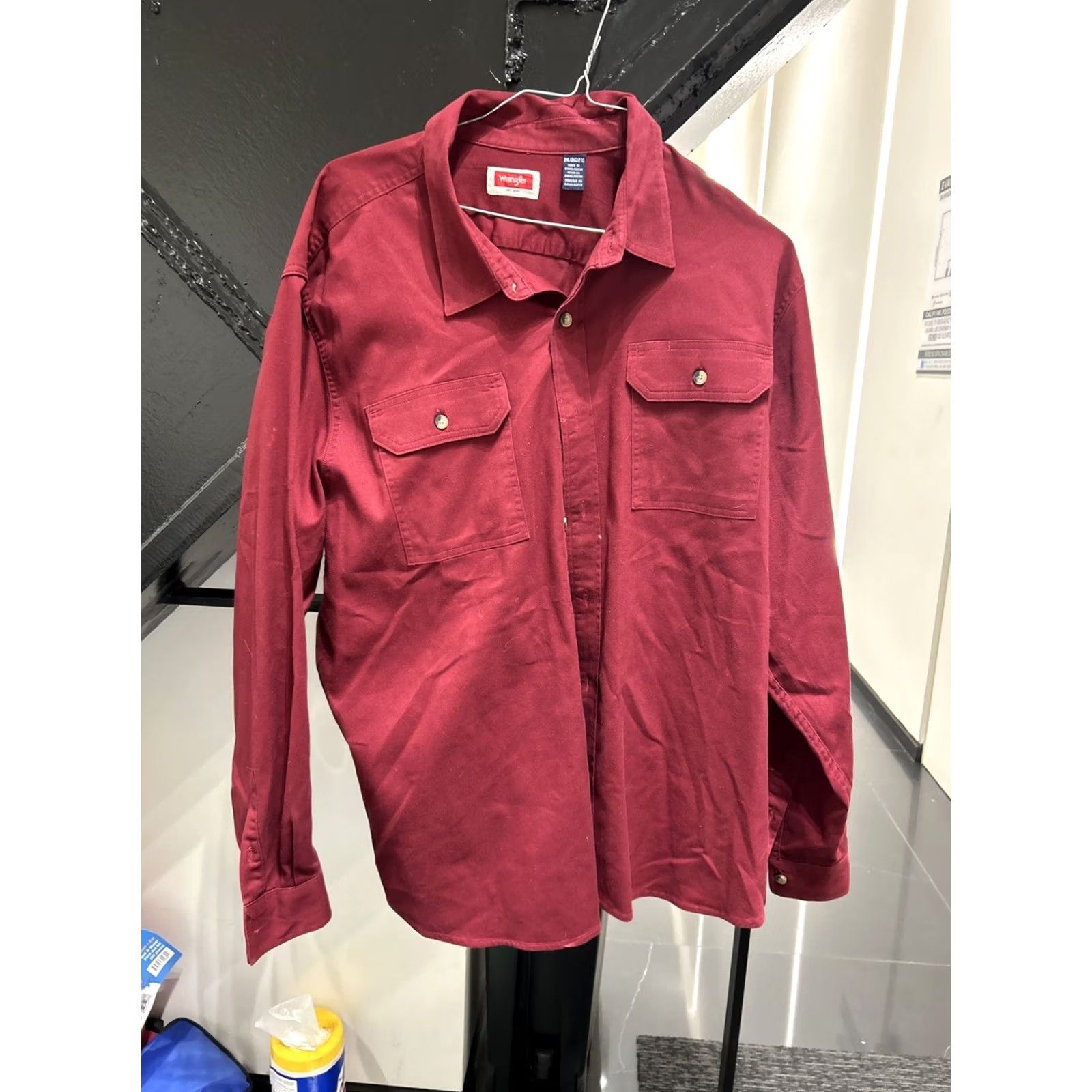 Wrangler Wrangler Shirt 2XL Red Long Sleeve Button-Up Mens Cotton Regular Button-Up Western Outdoor Rodeo Casual Fall Winter Size US XXL / EU 58 / 5 - 4 Thumbnail