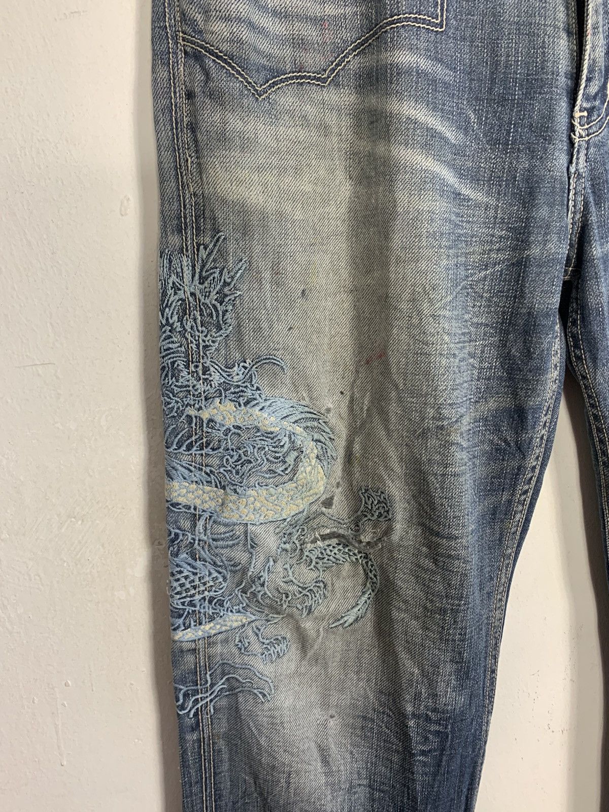 Japanese Brand Oniarai Nippon Blue Way Embroidery Dragon Art Whisker Style Size US 34 / EU 50 - 3 Thumbnail