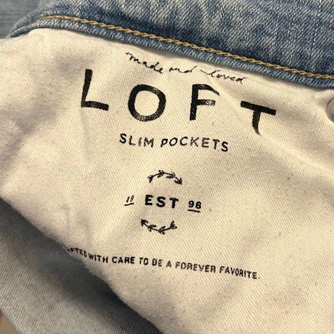 Loft LOFT Jeans Blue Denim High Waist Skinny Crop Pockets Raw Hems 28/6 Women’s Size 6 Regular Inseam 27 in Cotton Blend Stretch Button Zip Size 24" / US 00 / IT 34 - 4 Thumbnail