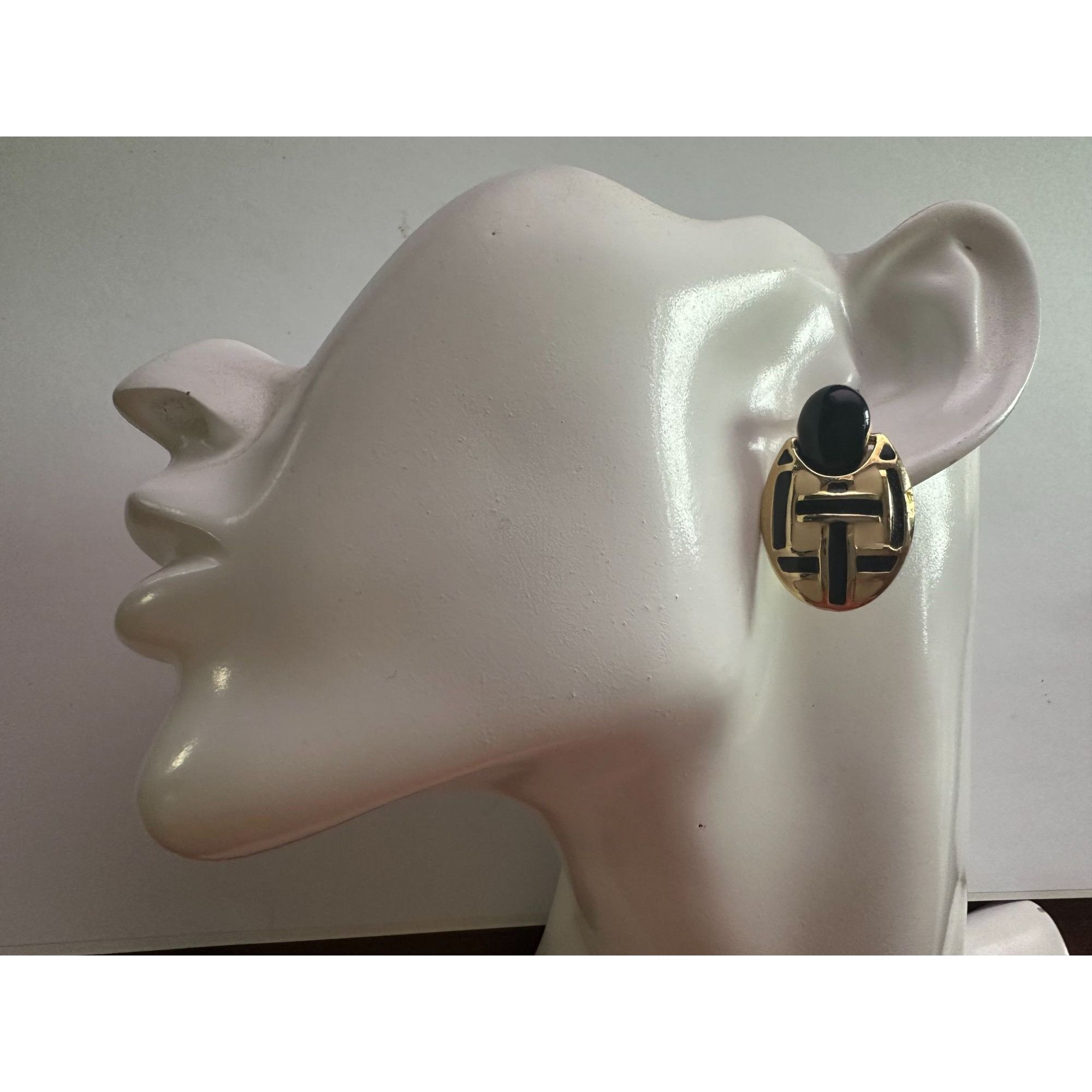 Other Women's Round Gold tone Dangle Earrings with Navy blue and W Size ONE SIZE - 2 Thumbnail