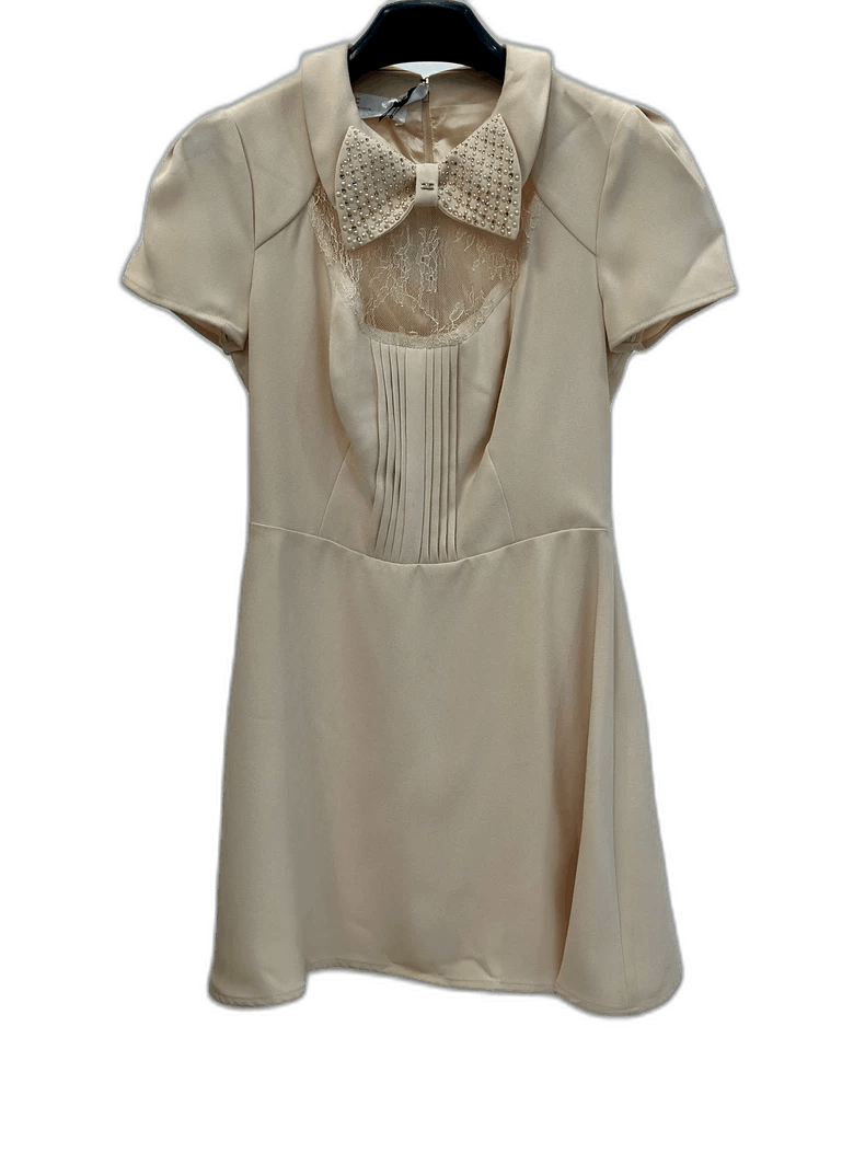 Elisabetta Franchi Beige Bow Dress by Elisabetta Franchi Size S / US 4 / IT 40 - 1 Thumbnail