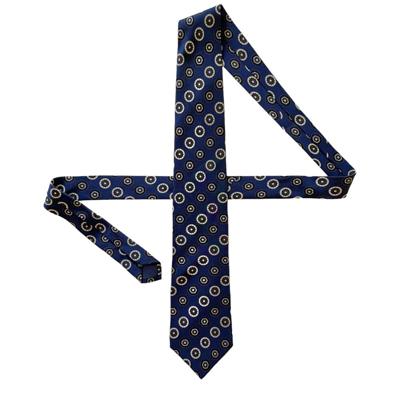 Lanvin × Vintage Vintage Lanvin Navy Blue Foulard Silk Tie - Made in Italy Size ONE SIZE - 2 Thumbnail