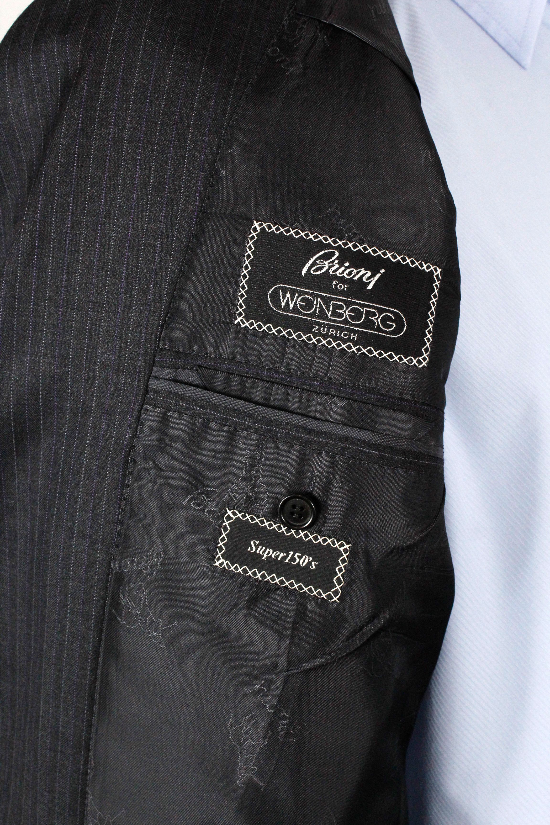 Brioni Brioni Parigi Black Striped Wool 150s Blazer Jacket Size US L / EU 52-54 / 3 - 9 Thumbnail
