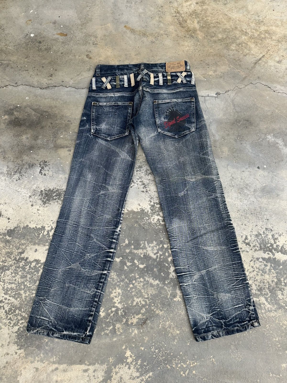 Japanese Brand Vintage Y2K Deluxe Whiskering Faded Style Double Waist Pant Size US 33 - 2 Thumbnail