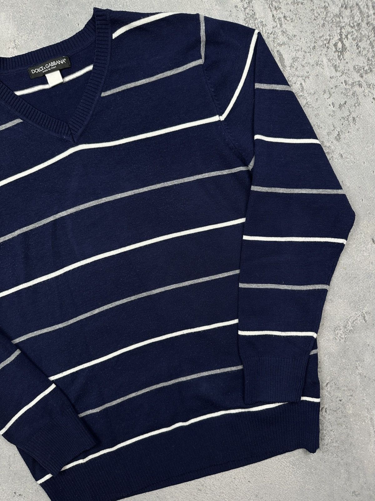 Dolce & Gabbana Vintage Dolce & Gabbana striped wool blend V-neck sweater Size US M / EU 48-50 / 2 - 3 Thumbnail