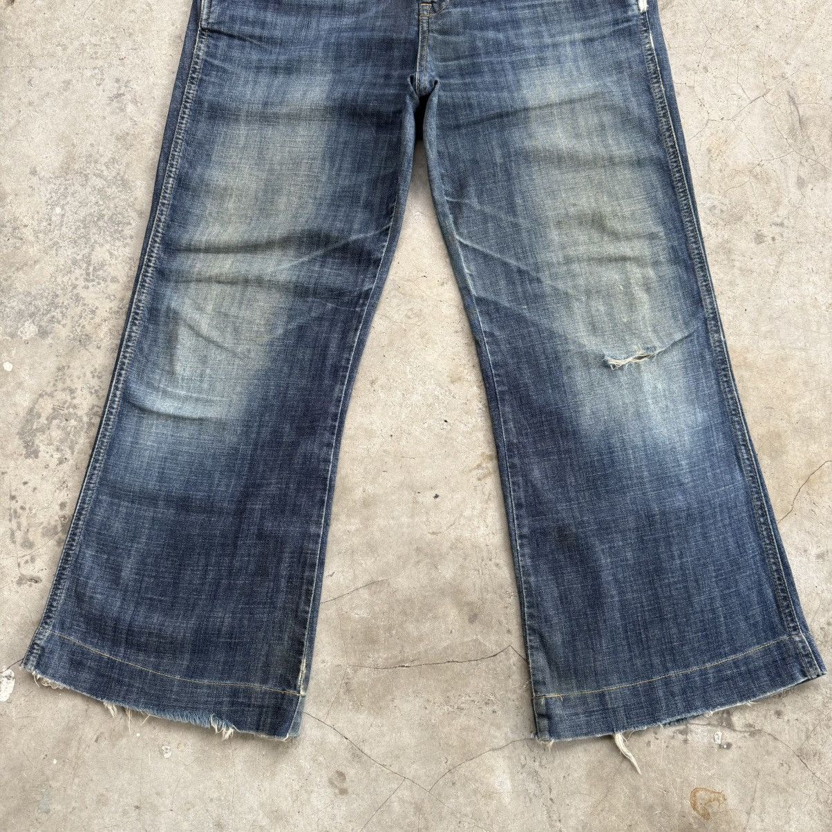 55DSL W33x27 Vintage 55DSL Flare Faded Denim Jean Pants Size US 33 - 3 Thumbnail