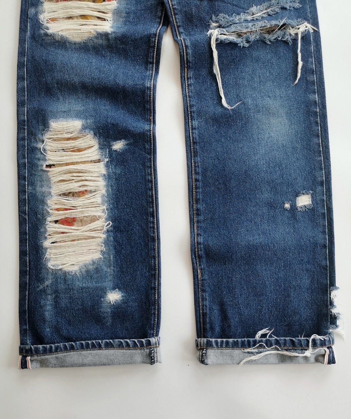 Kapital Back & Forth Selvedge Distressed Ripped Reworked Patch Jeans Size US 28 / EU 44 - 4 Thumbnail