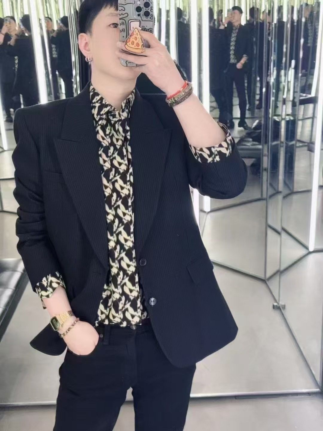Saint Laurent Paris Abstract print shirt collar size 41 Size US M / EU 48-50 / 2 - 2 Thumbnail