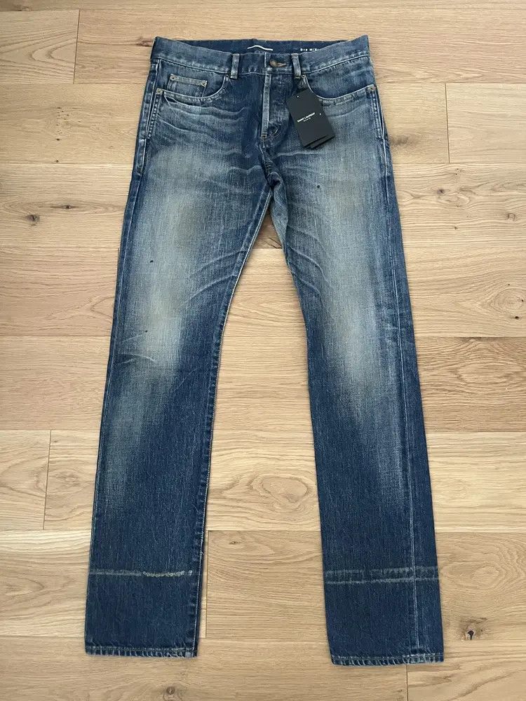 Saint Laurent Paris o1bcso1str0924 Straight-Fit Jeans In Dirty Winter in Blue Size US 30 / EU 46 - 1 Thumbnail