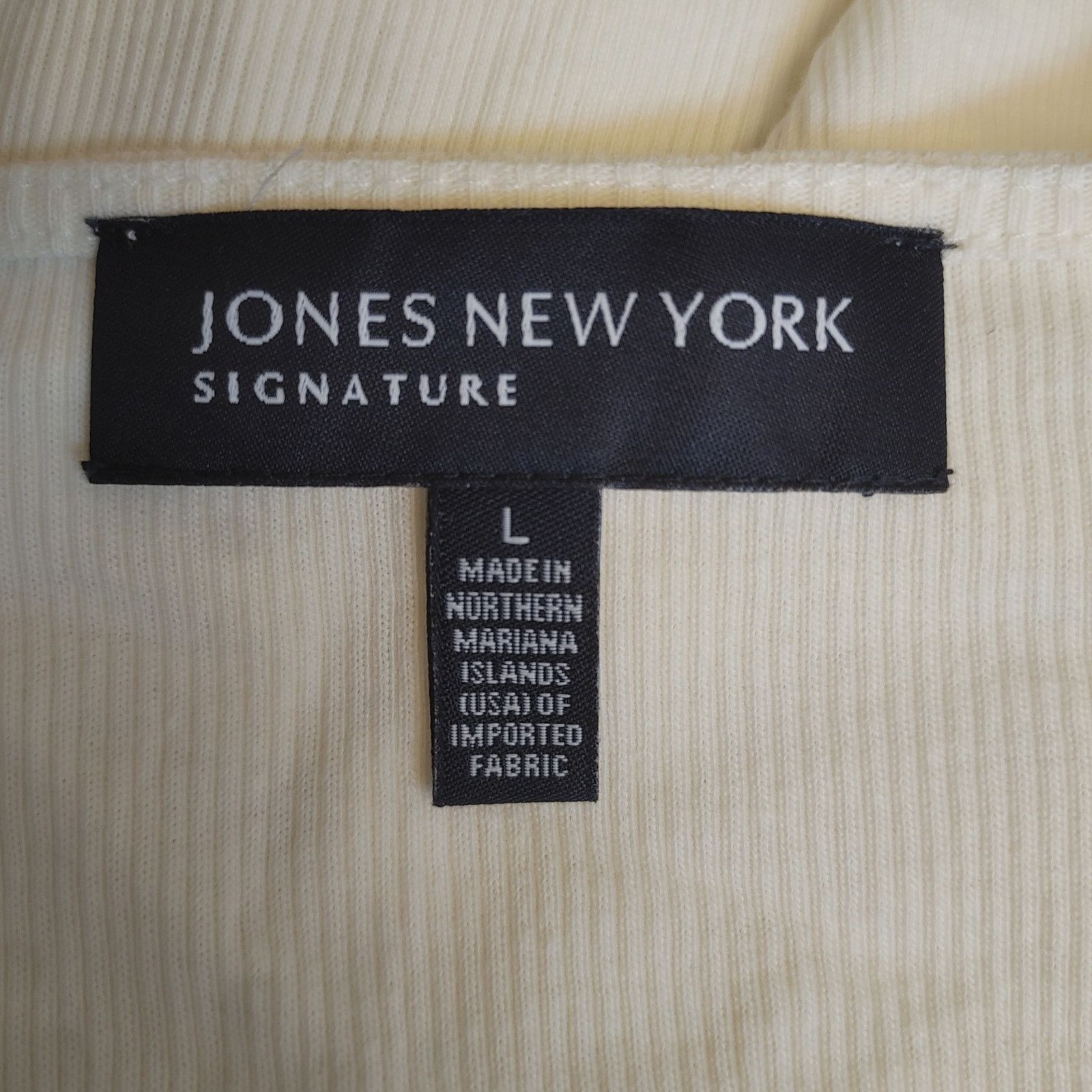 Jones New York Jones NY Signature Women's L White Lace Detail Ribbed Tee Size L / US 10 / IT 46 - 3 Thumbnail