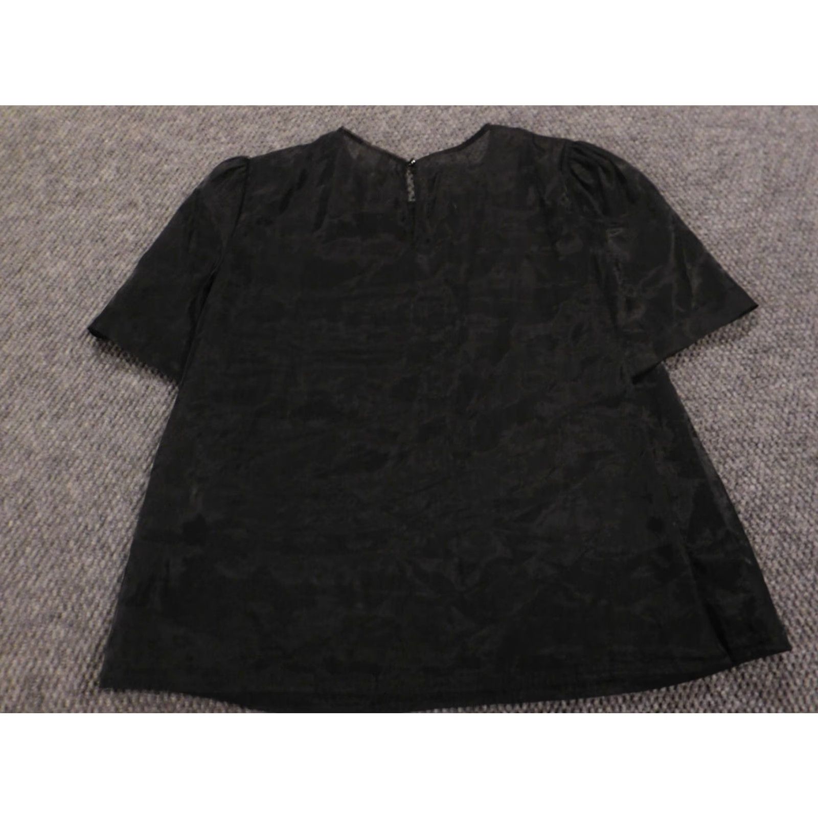 Vintage A New Day Blouse Shirt Womens Large L Black Sheer Round Neck Pullover Casual Button Bas ic Polyester Regular Down 90s? Size L / US 10 / IT 46 - 7 Thumbnail