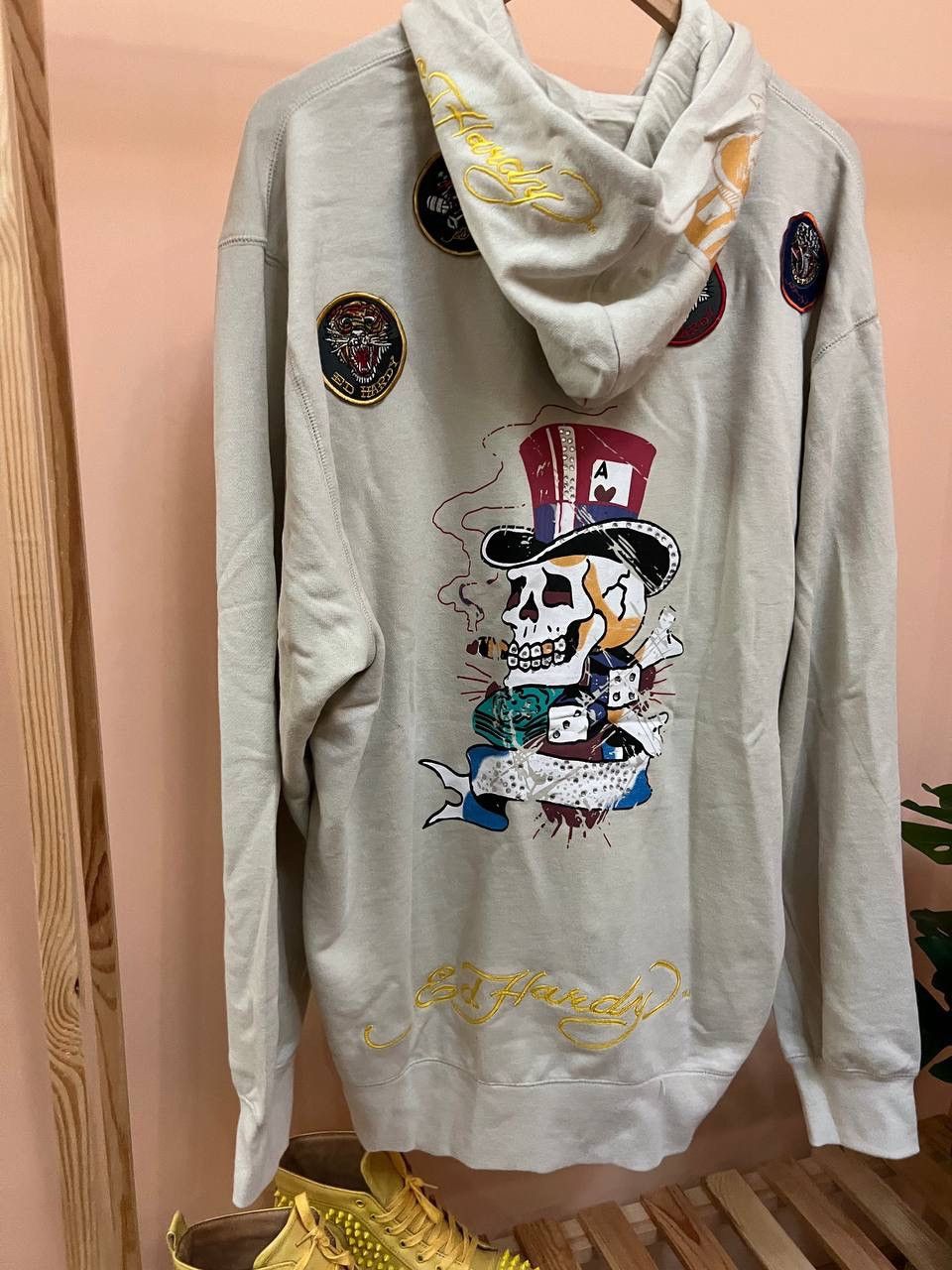 Christian Audigier × Ed Hardy NEW! Ed Hardy Sculls ZIP UP HOODIE VINTAGE Patches audiger Size US XXL / EU 58 / 5 - 2 Thumbnail
