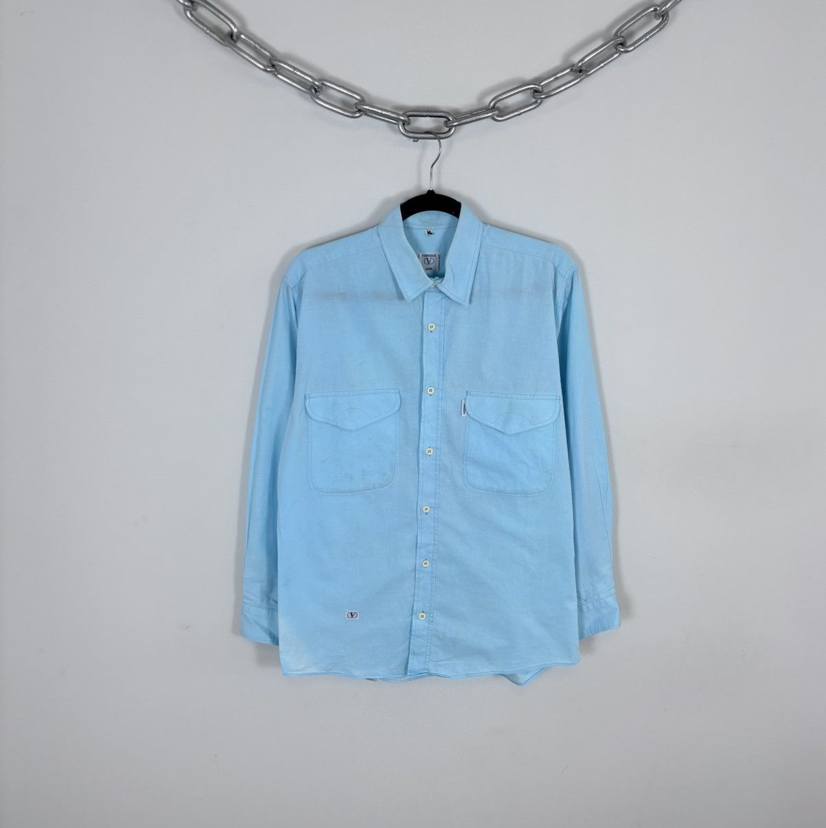 Valentino Vintage 1990s Valentino Jeans Men’s Blue Long Sleeve Shirt Size US M / EU 48-50 / 2 - 1 Thumbnail