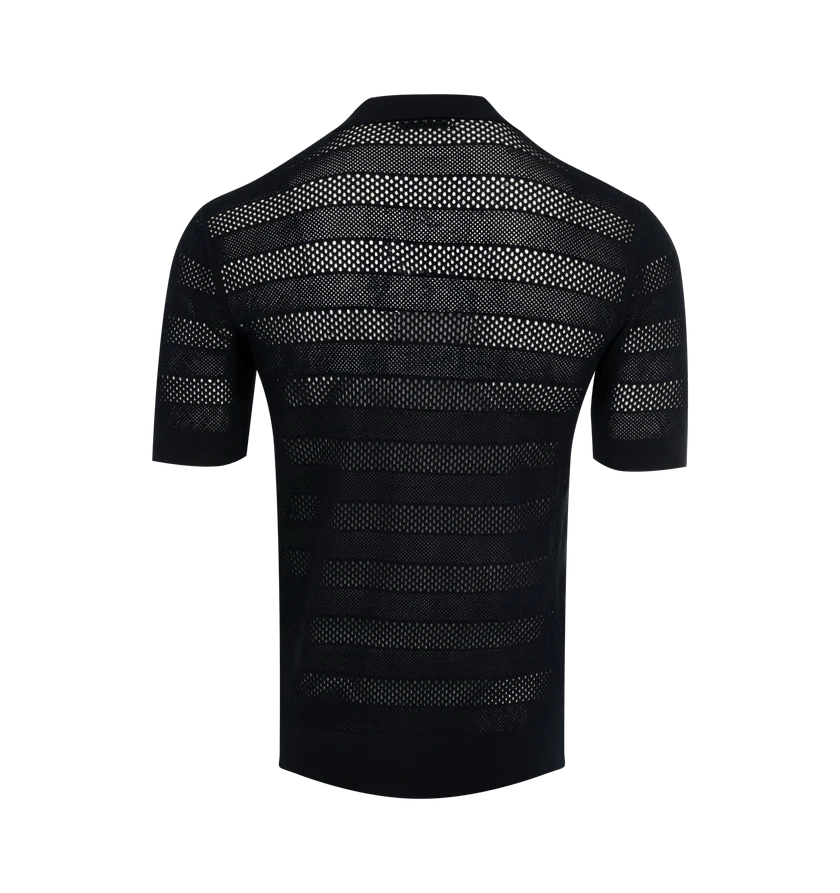 Dries Van Noten o1h1sh10525 Open Knit Polo in Navy Blue Size US M / EU 48-50 / 2 - 2 Thumbnail