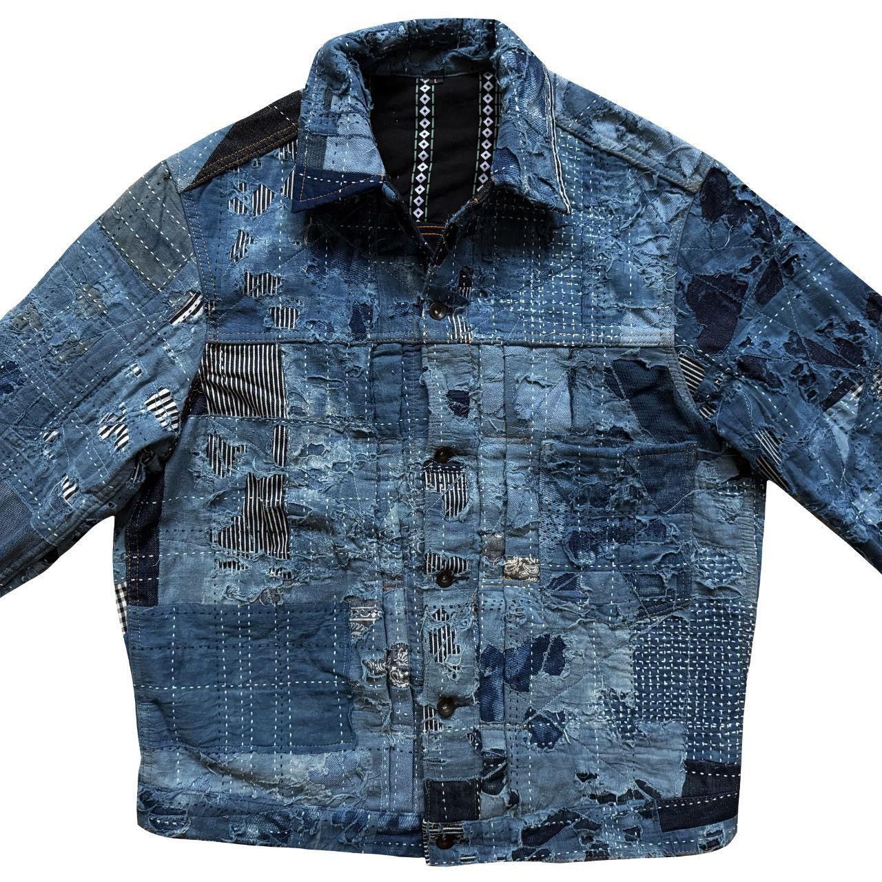 Kapital Indigo Boro Sashiko Denim Jacket Size US XL / EU 56 / 4 - 4 Thumbnail