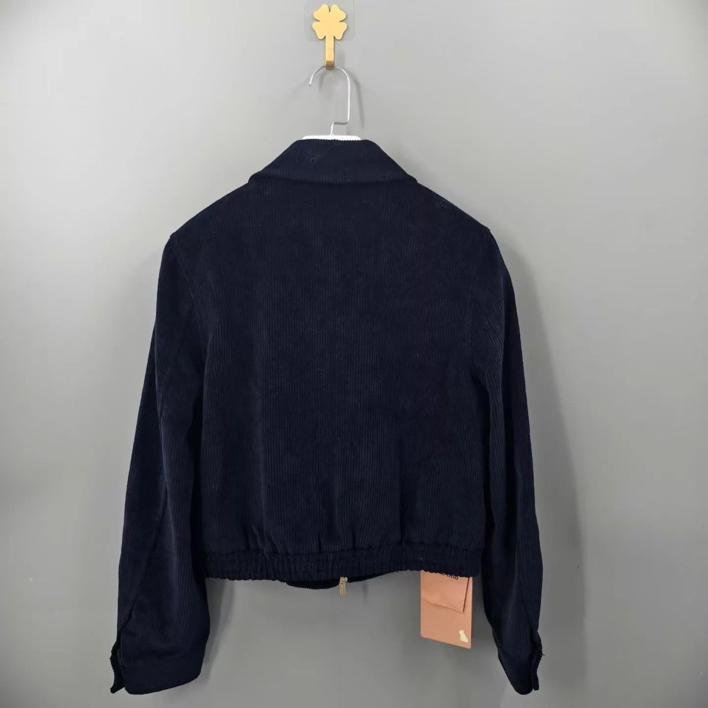 Miu Miu MIU MIU Women's Navy Blue Crystal Logo Flap Pocket Jacket Size XS / US 0-2 / IT 36-38 - 2 Thumbnail