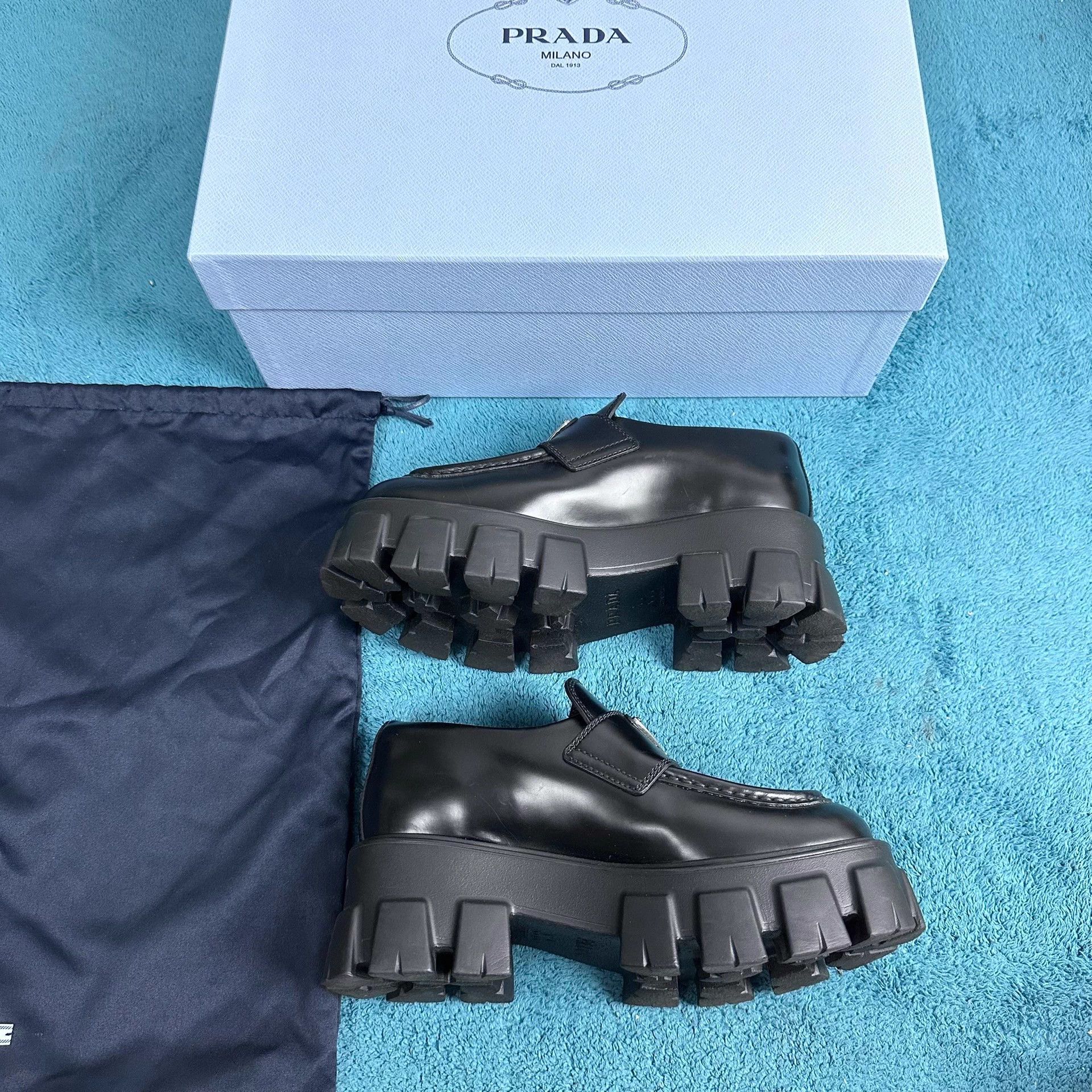 Prada Prada monolith logo platform loafer black 35 Size US 4.5 / IT 34.5 - 3 Thumbnail