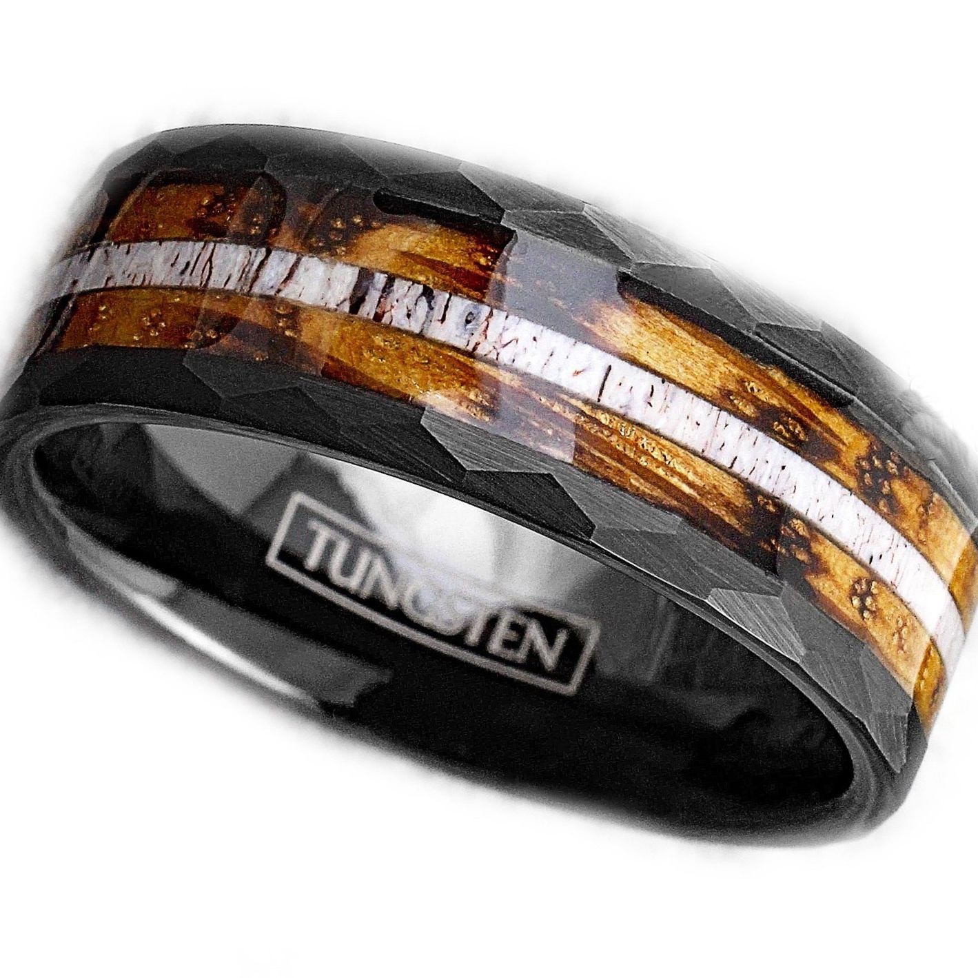 Other Tungsten Mens Ring Deer Antler & Wood Inlay Wedding Band Size ONE SIZE - 4 Thumbnail
