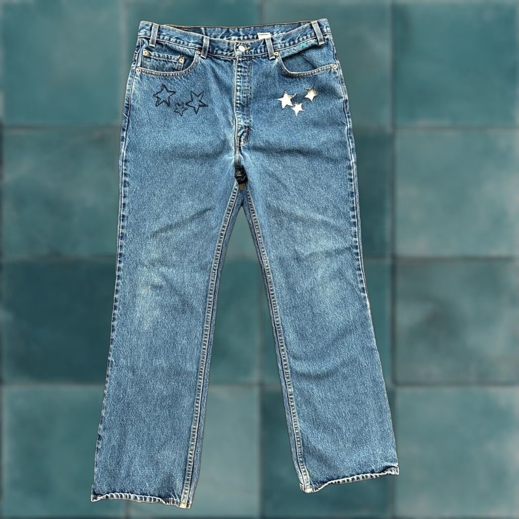 Levi's 517 Jeans Bootcut 90s Vintage USA Orange Tab Blue 38x32 Slim 5-Pocket Denim Adults Mens