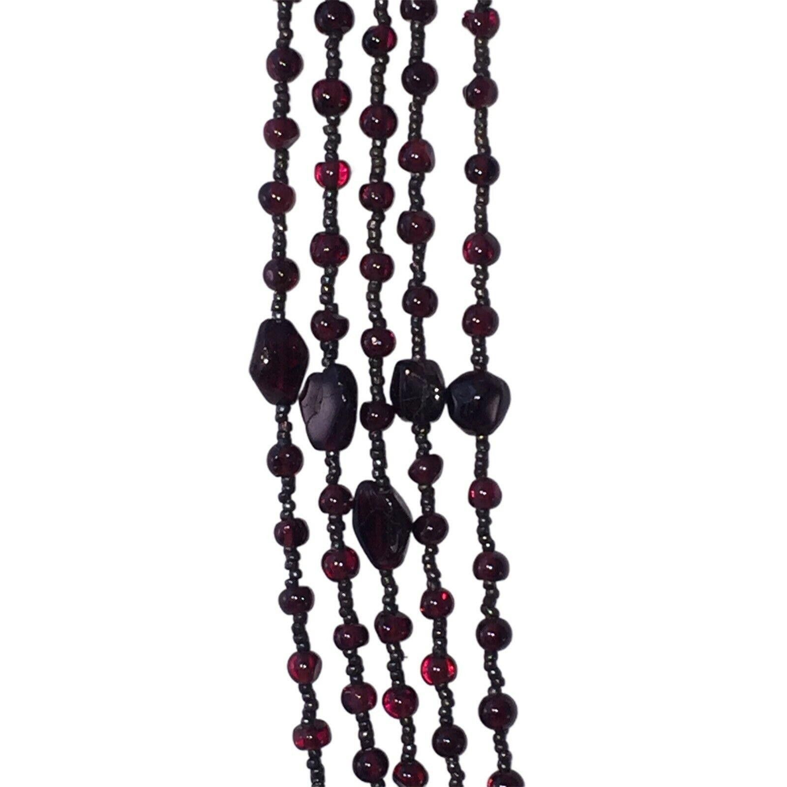 Designer Red Garnet and Sterling Silver Bead Multi Strand Necklace Size ONE SIZE - 2 Thumbnail