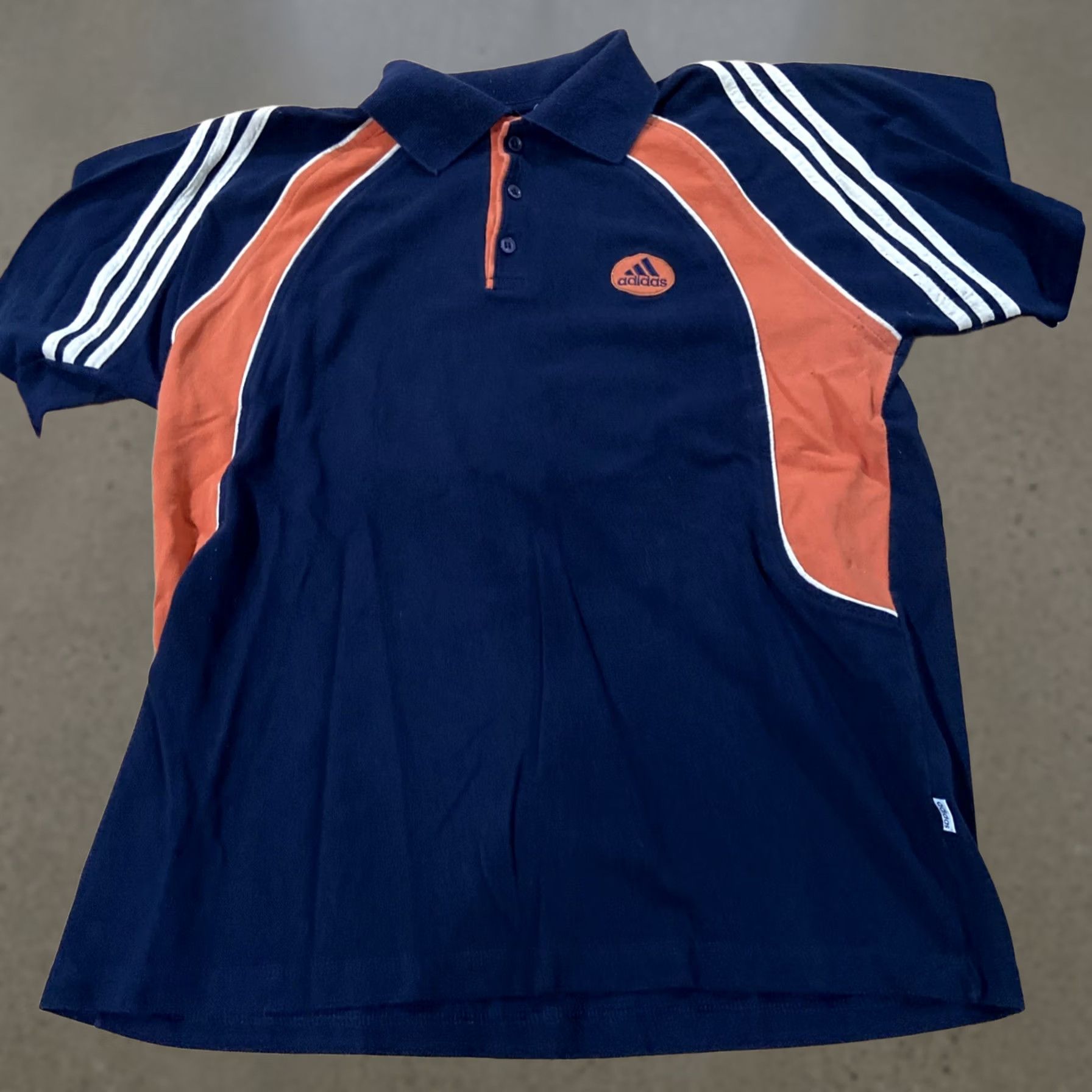 Adidas VINTAGE adidas Velour Polo Shirt Striped Orange Blue Men's 2XL Polo Shirt Velour Cotton Blend Logo Short Sleeve Collared Regular Vintage YES Mens Size US XXL / EU 58 / 5 - 1 Thumbnail