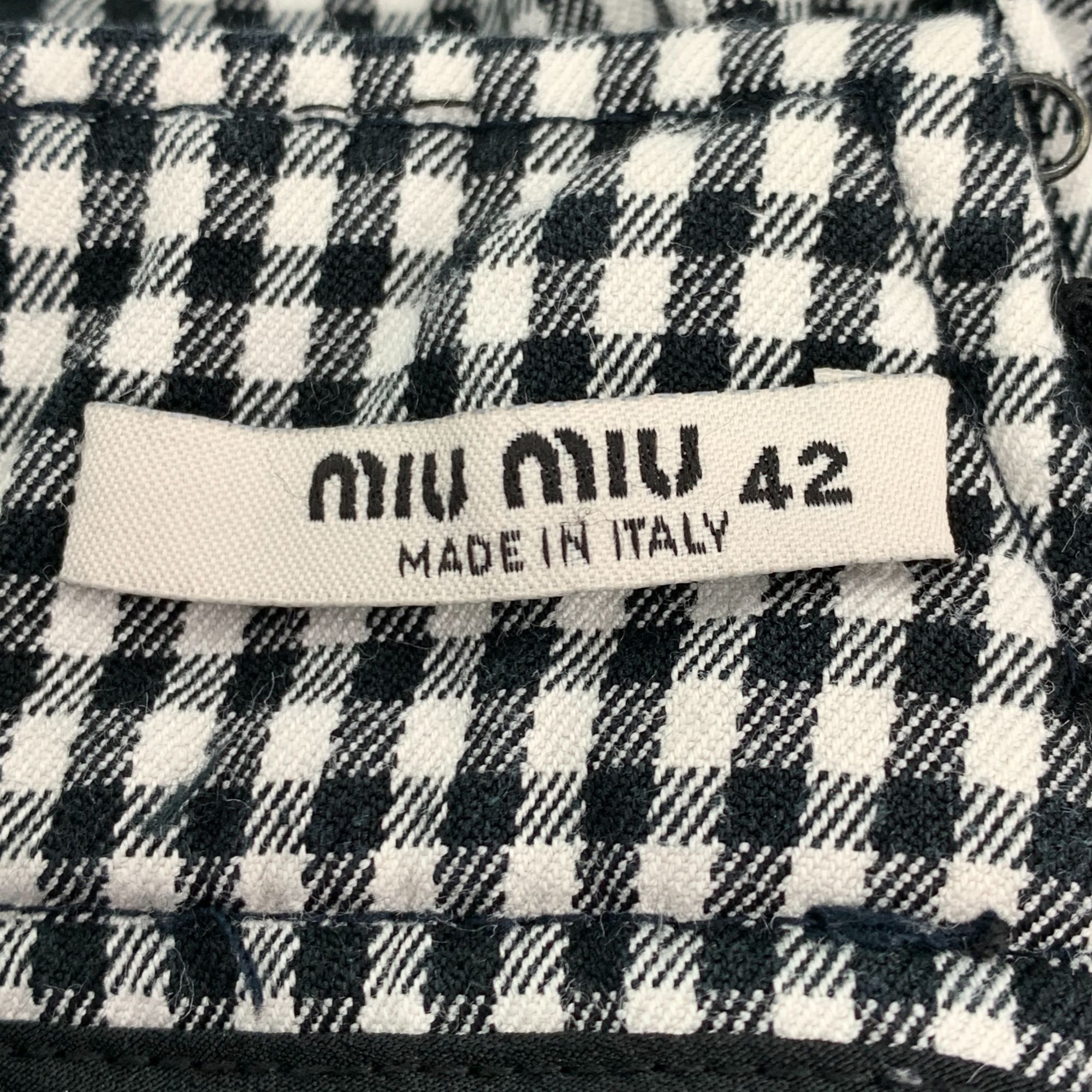 Miu Miu Miu Miu Womens Black & White Houndstooth Check Skirt With Pi Size 42" / US 20 - 5 Thumbnail