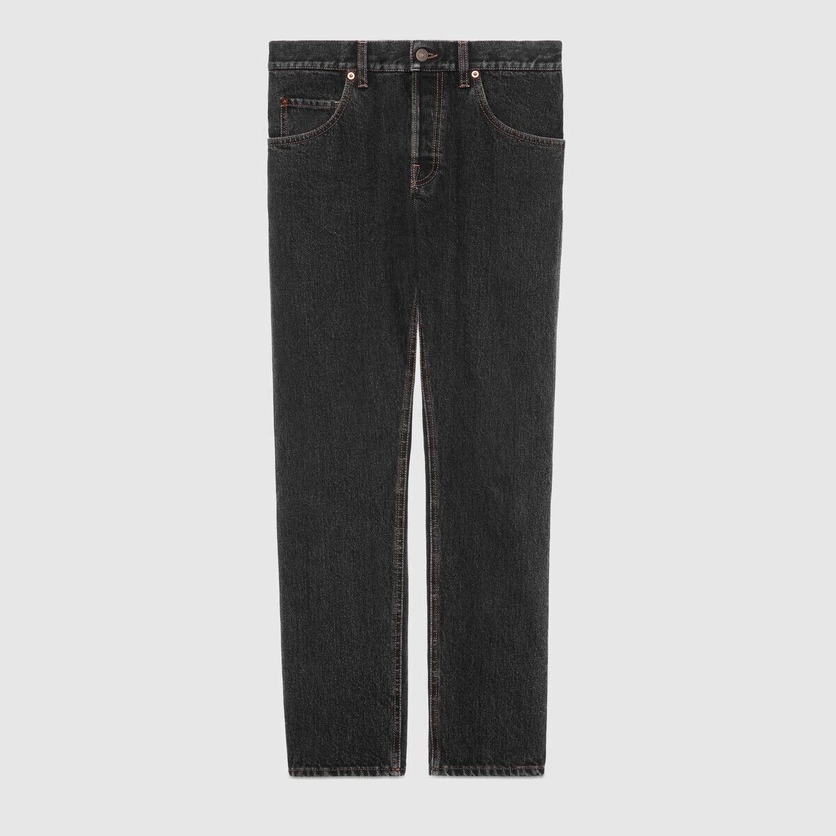 Gucci o1mt1gz0725 Tapered Eco Stonewashed Denim Pant in Black Size US 31 - 1 Thumbnail