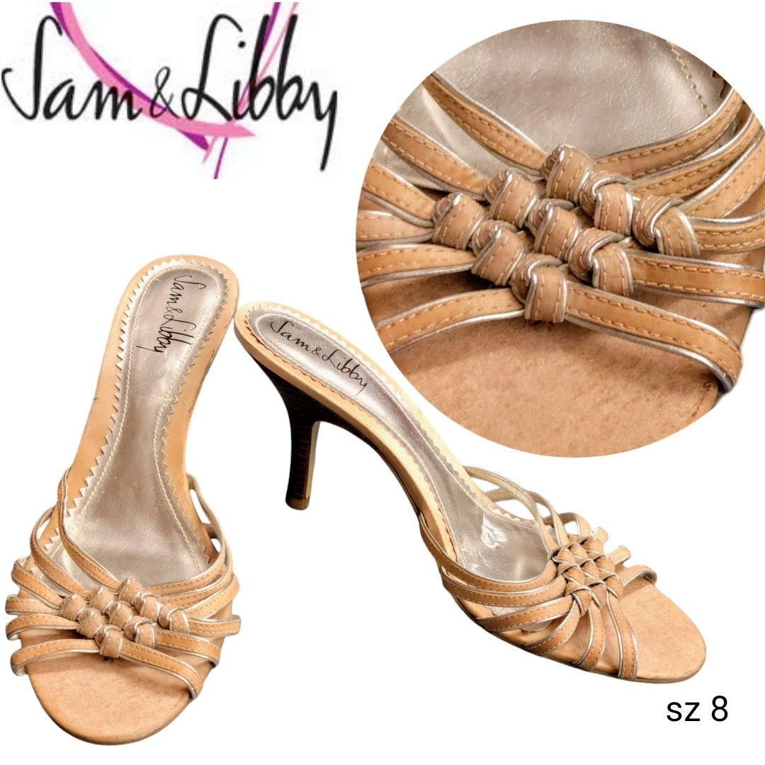 NBDN Nobrandedon Sam & Libby Tan & Silver Heel Slides Mules Shoes Size US 8 / IT 38 - 1 Thumbnail