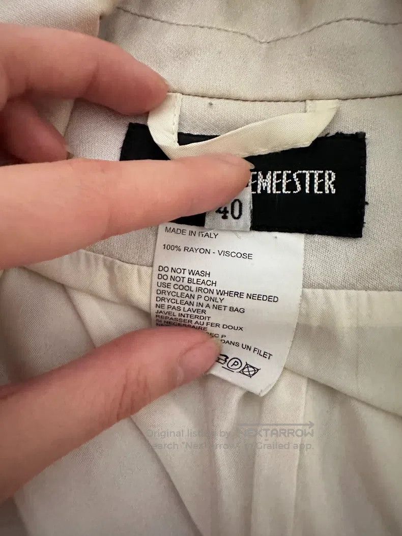 Ann Demeulemeester Ann Demeulemeester Silver White Silk Blazer Size S / US 4 / IT 40 - 6 Thumbnail