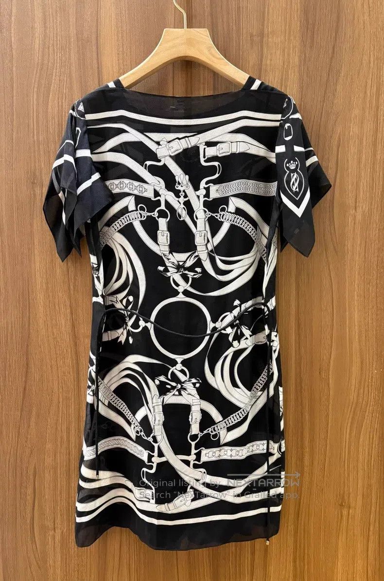 Hermes Hermes Black and white print dress Size XXS / US 00 / IT 34 - 2 Thumbnail