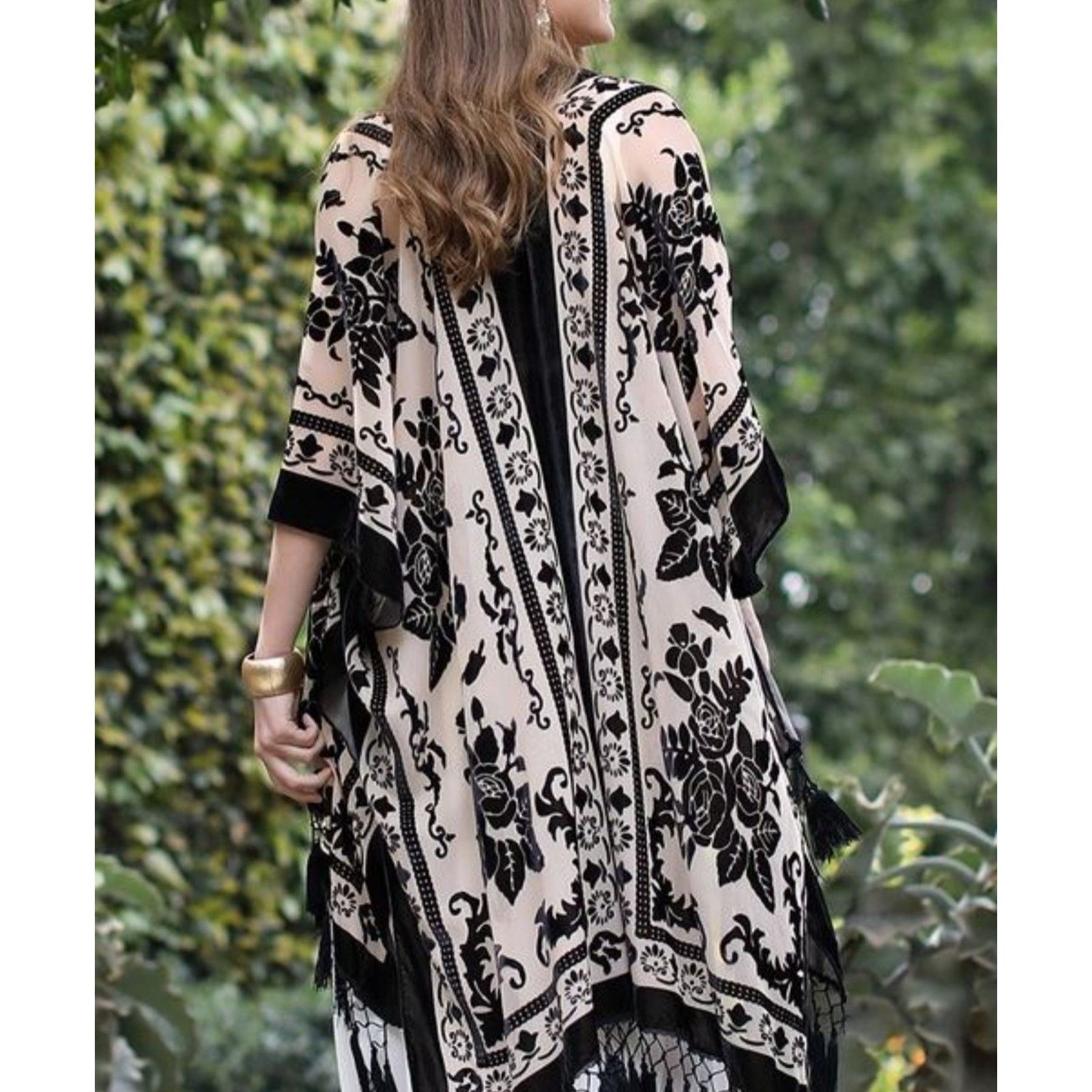 Free People Free People Nightbird Kimono in Black Combo One Size Size ONE SIZE - 3 Thumbnail